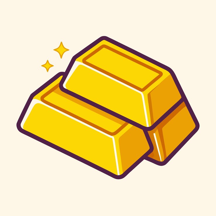 Barras de oro Icon de dibujos animados Ilustración Icon de objeto financiero aislado plano
