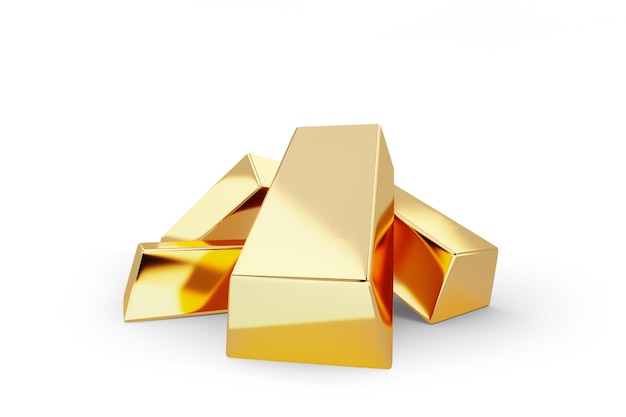 Barras de oro oro El concepto de protección de los ahorros ahorro dinero finanzas inversión 3D ilustración 3D render