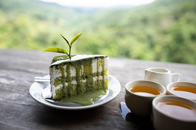 Foto las barras de pastel de té verde matcha son como un brownie.