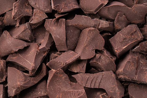 Barras quebradas de chocolate amargo, sobremesa comida