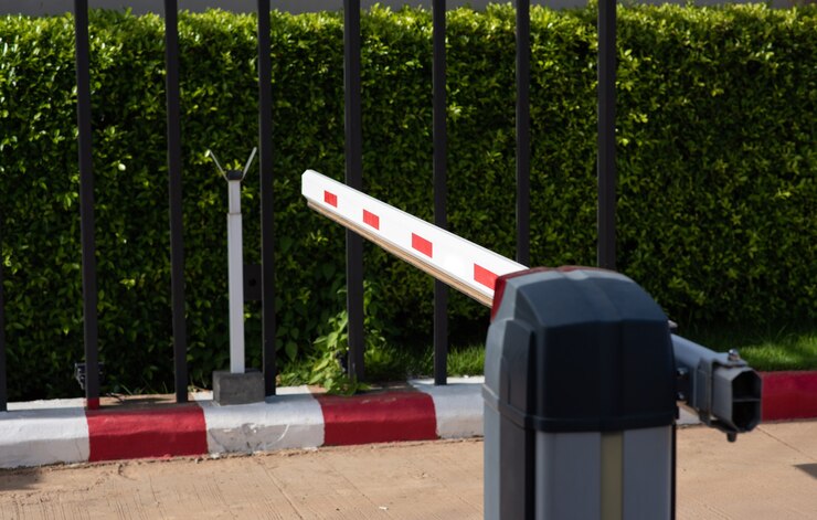 Barrier Gate Sistema automático de segurança para verificar o carro na aldeia.