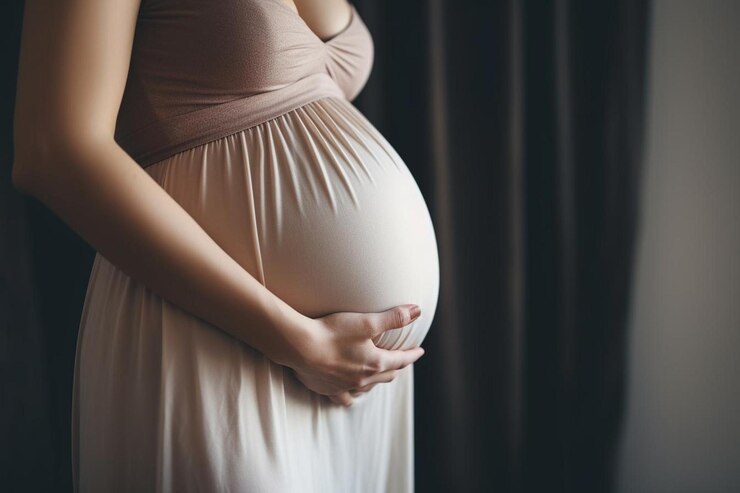 Foto barriga de mulher grávida close-up
