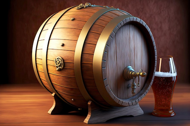 Barril con barril de vino de madera de cerveza para hacer alcohol