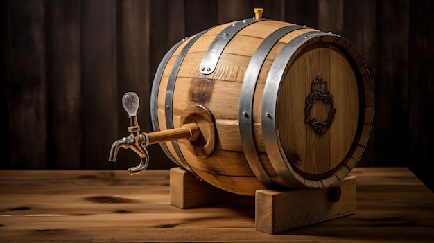 Barril de cerveza de madera con grifo