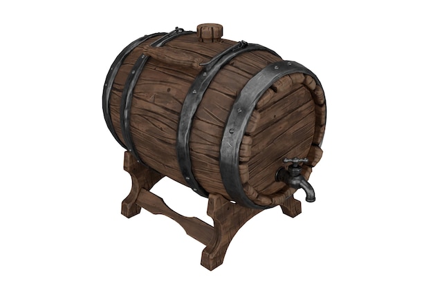 Barril de cerveza de madera de renderizado 3D