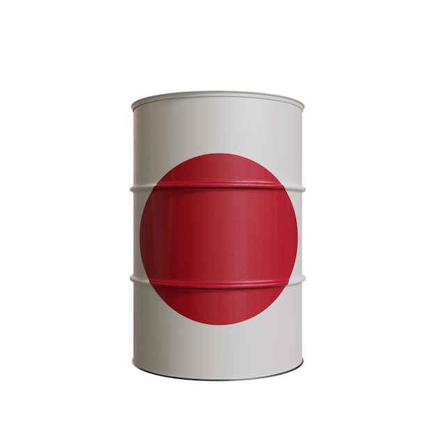 Barril de petróleo com a bandeira do Japão