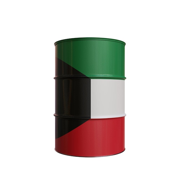 Barril de petróleo com a bandeira do Kuwait