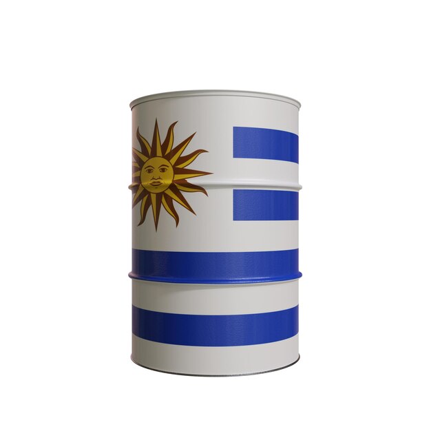 Barril de petróleo com a bandeira do Uruguai