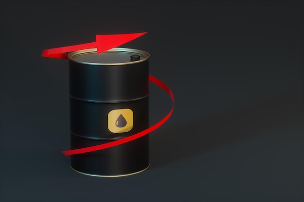 Barril de petróleo com fundo preto renderização em 3d