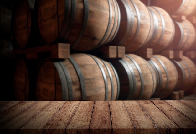 barril de madera en bodega