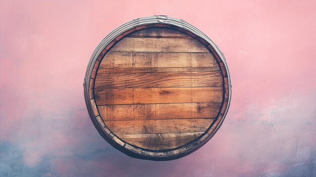 Foto barril de madera en forma de un barco sobre el fondo del mar