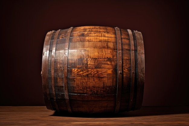 Barril de madera sobre fondo marrón