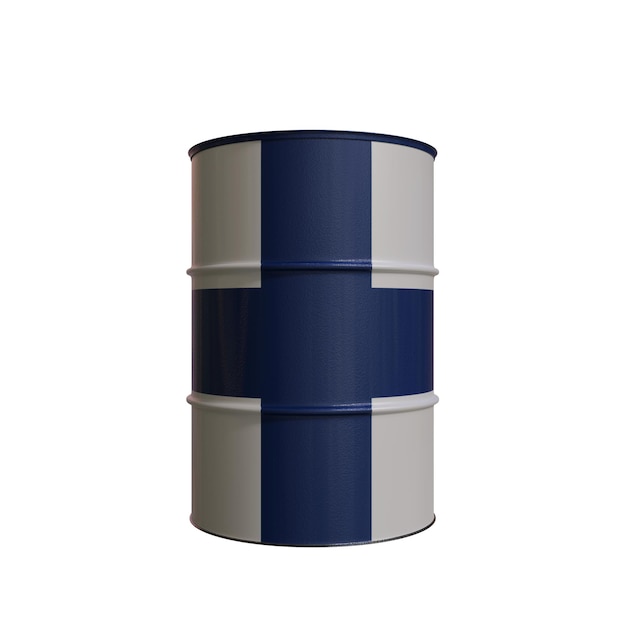 Barril de petróleo con la bandera de Finlandia