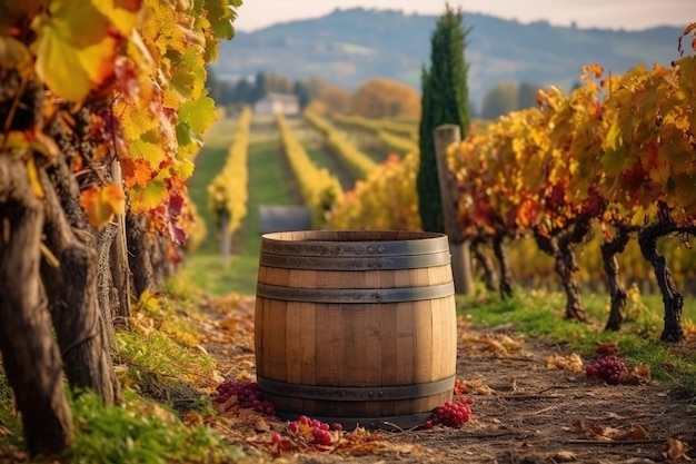 Barriles en el viñedo de Napa