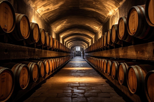 Barriles de vino de Oporto en bodega Portugal