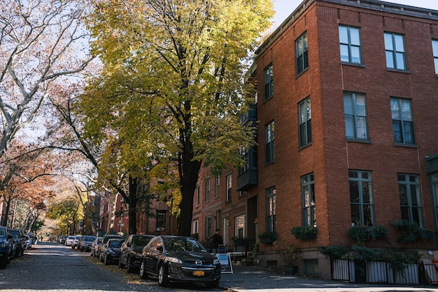 Foto el barrio de brooklyn heights con sus casas típicas