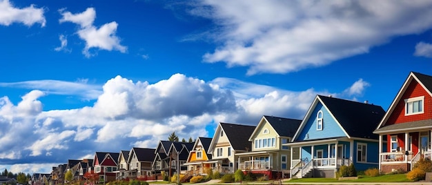 Foto un barrio perfecto casas en los suburbios en verano en américa del norte fragmento de una casa de lujo