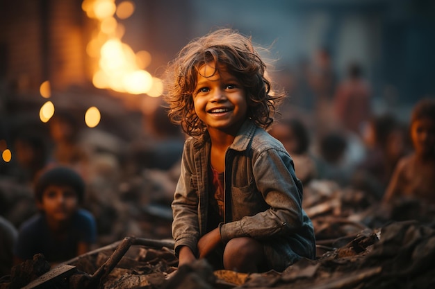 En los barrios pobres los niños se sentaban y practicaban su risa llena de esperanza.