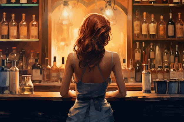 Bartender mulher sexy bar Generate Ai