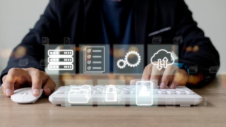 Foto base de datos de documentación en línea del concepto de gestión de documentos