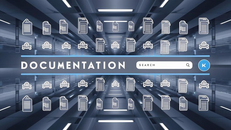 Foto base de datos de documentación en línea y concepto de sistema de gestión de documentos