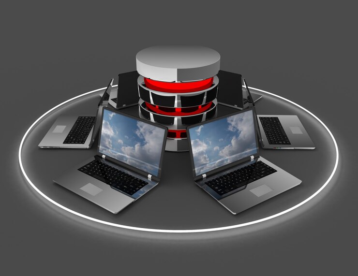 Foto base de datos de red informática abstracta. ilustración 3d