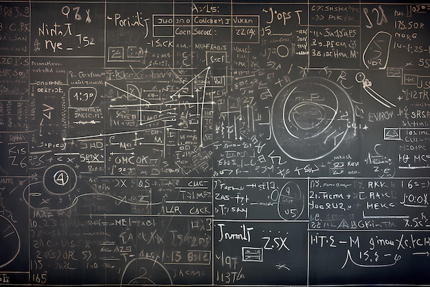 base matemática abstrata escrita com giz em cálculos e equações de fórmulas de quadro-negro