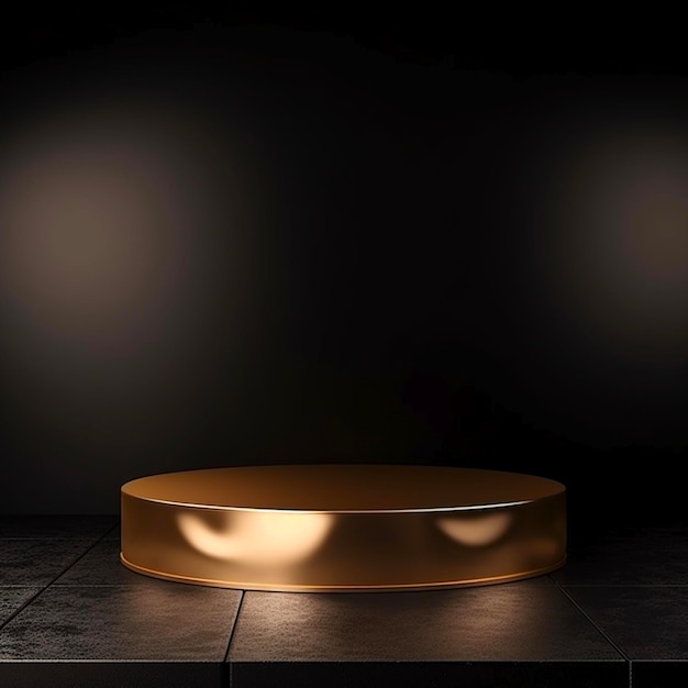 Base de oro de lujo Producto de pie en fondo oscuro Escena de estudio para el diseño de productos mínimos