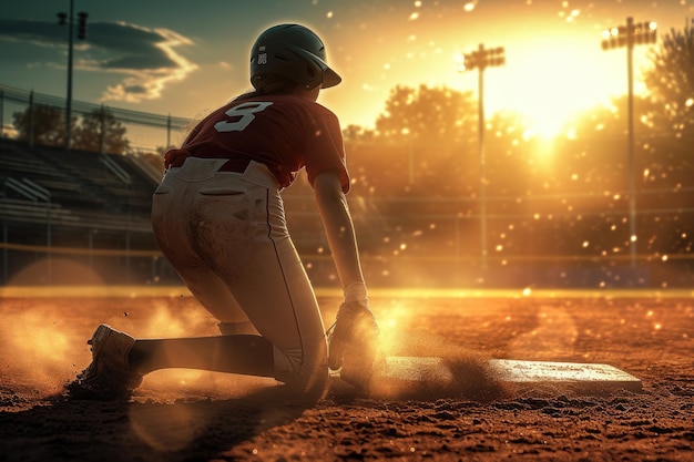 Foto baseball enérgico, lançamento rápido e lento, trabalho em equipe, espírito esportivo, entretenimento com bola de taco e luva em uma emocionante experiência de esportes em equipe ao ar livre.