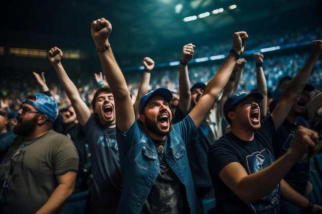 Baseball-Fans feiern den Sieg von Team39 mit generativer KI