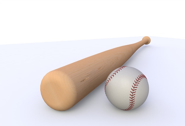 Baseballschläger lokalisiert auf weißem Hintergrund, Wiedergabe 3d