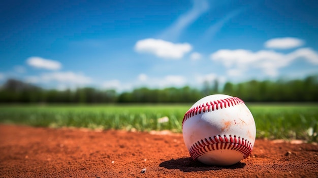 Baseballspielball auf einem Feld