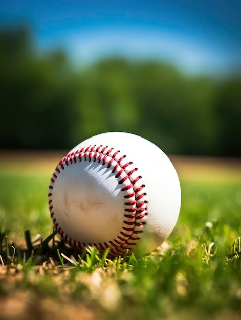 Baseballspielball auf einem Feld