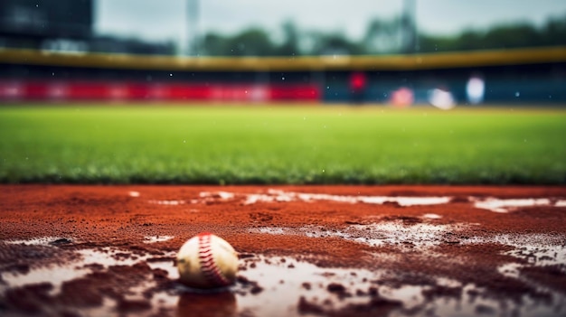 Baseballspielball auf einem Feld