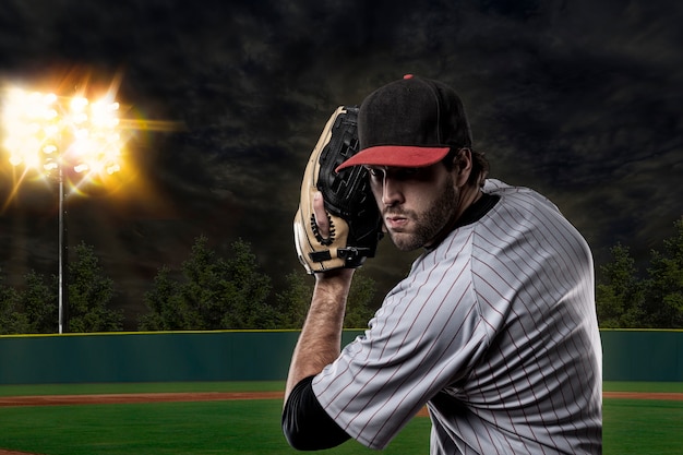 Baseballspieler auf einem Baseballstadion.