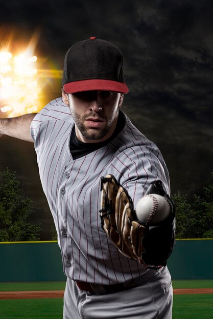 Baseballspieler auf einem Baseballstadion.