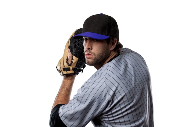 Baseballspieler in blauer Uniform