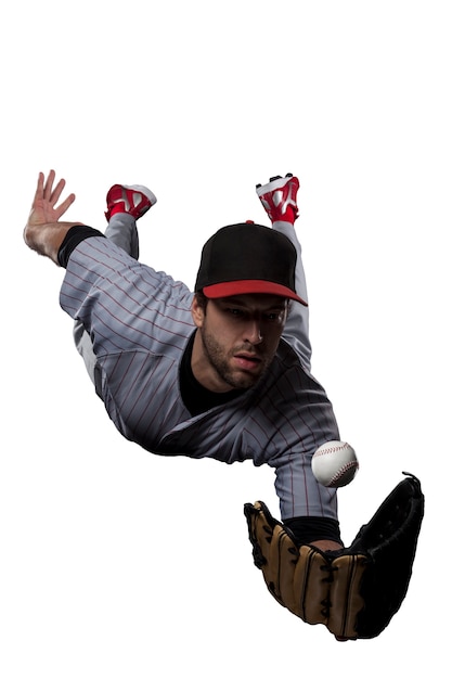 Baseballspieler in roter Uniform.