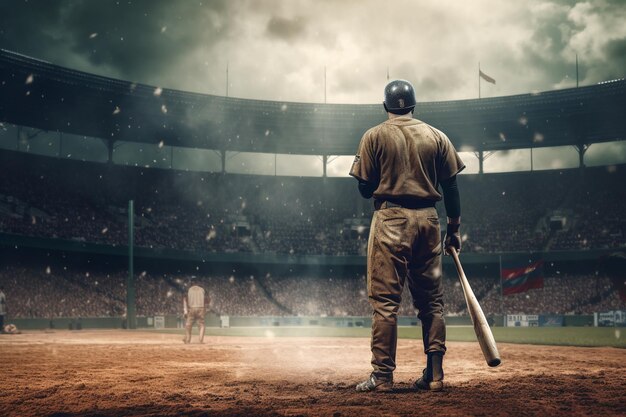 Baseballspieler mit Schläger im Stadion