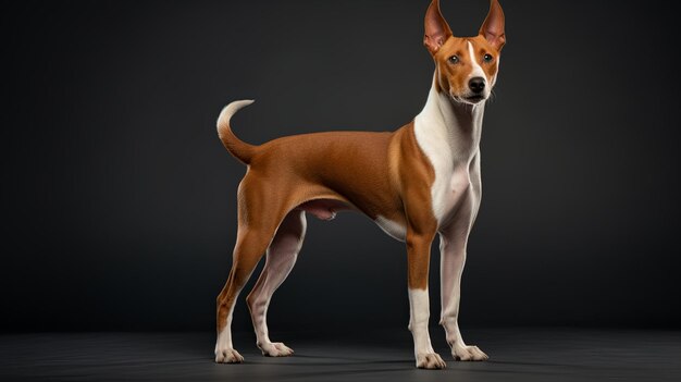 Foto basenji dog em um estúdio elegante