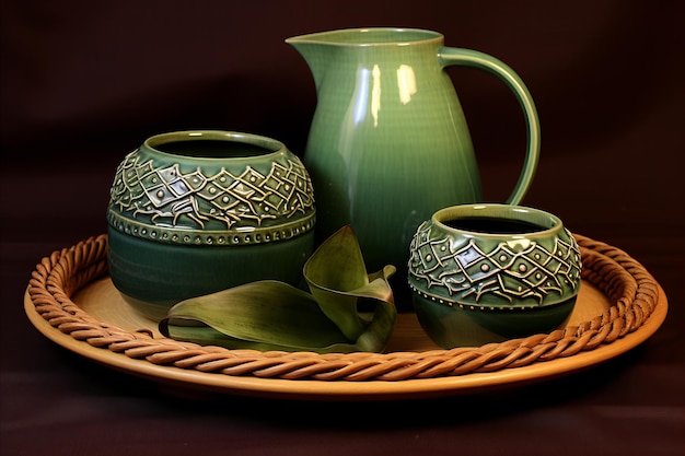 Básicos de la ceremonia del té china Tejera artesanal Cuencos tradicionales y exquisita bandeja de té