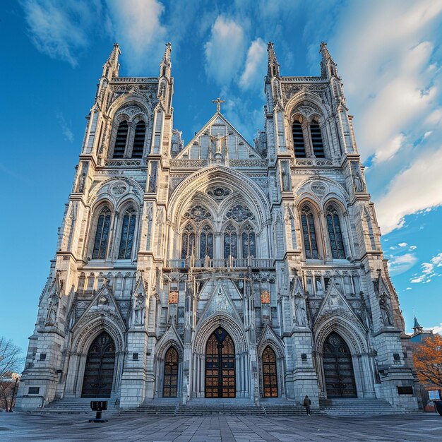 Foto la basílica de notre dame de montreal, vista del horizonte, belleza arquitectónica