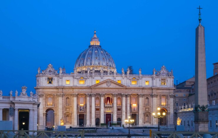 Foto la basílica de san pedro en la noche roma