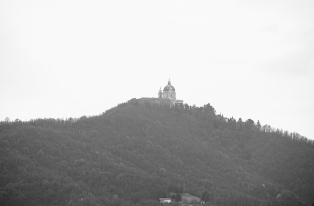 Basílica de Superga en Turín en blanco y negro