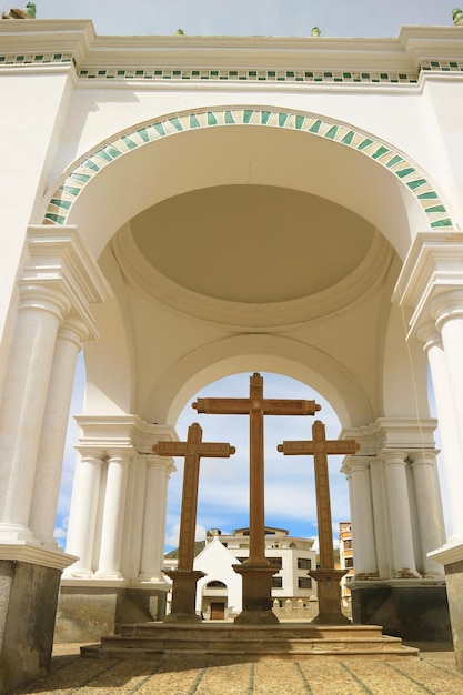 La Basílica de la Virgen de la Candelaria en Copacabana, la ciudad a orillas del lago Titicaca de Bolivia