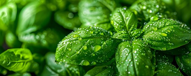 Foto basilico suculento e fresco em close-up os benefícios dos alimentos vegetais para a saúde humana