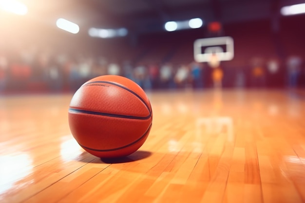 Basketball auf dem Basketballplatz mit Platz für Text Sport und gesundes Lebensstilkonzept Spielen