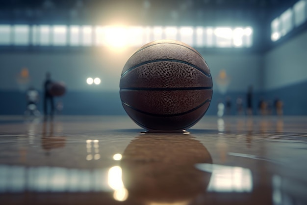 Basketball auf dem Spielfeld Generative KI