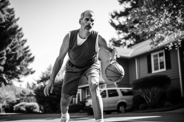 Basketball-Bounce-Wettbewerb Übung Spielerkonzept