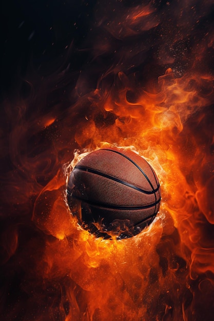 Basketball in Flammen - Konzeptkunst